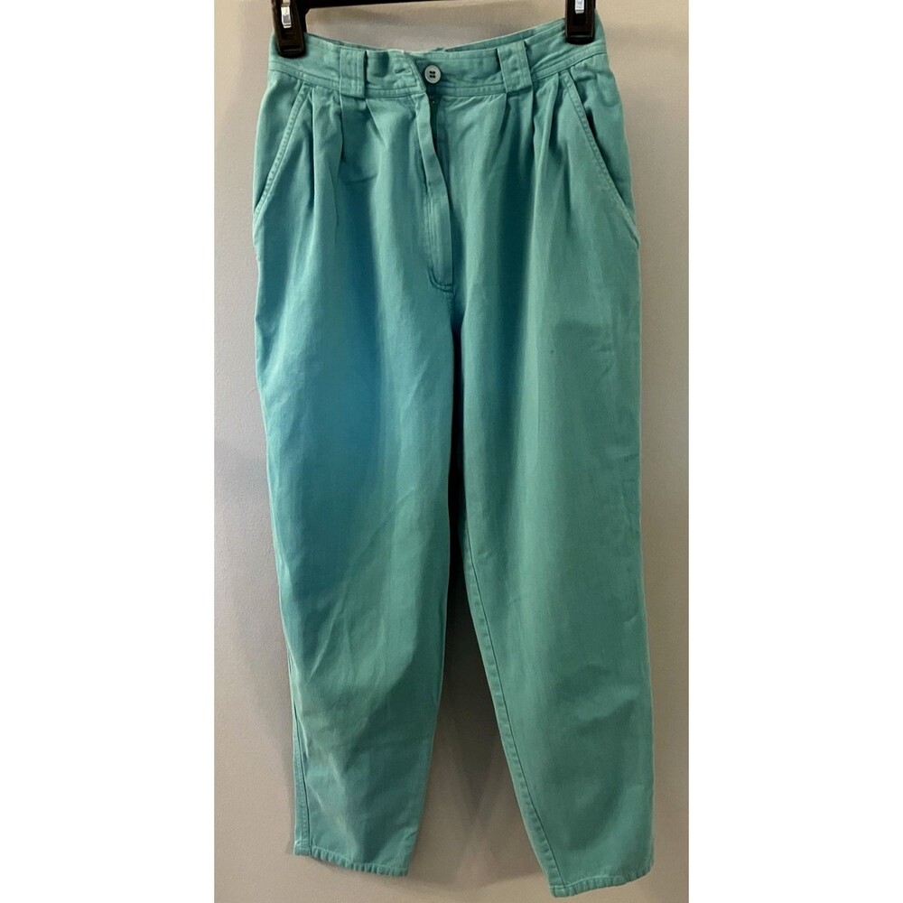 Womens 90's Pleated Front Aqua Tapered leg Pants Size 8/10